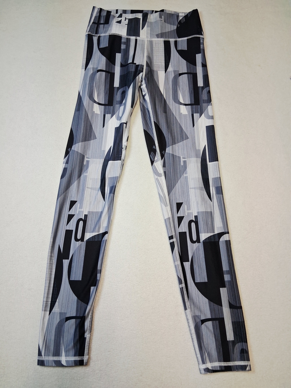 Fabletics Demi Lovato Black & Gray Abstract Logo High-Rise Leggings